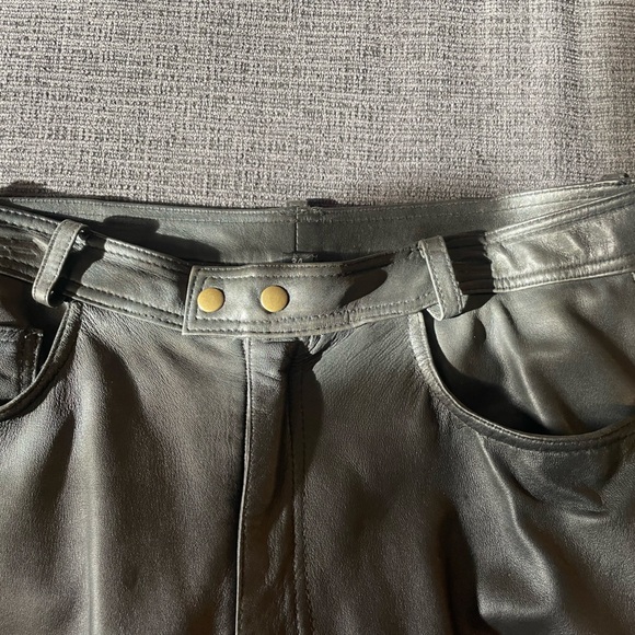 Unik Black Leather Pants gently used in great condition waist 33/34 length 33/34